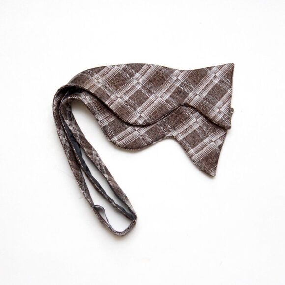 New Men's Self-tied Bow Tie 100%Silk Big Butterfly Grey Plaid S650 - Picture 3 of 13